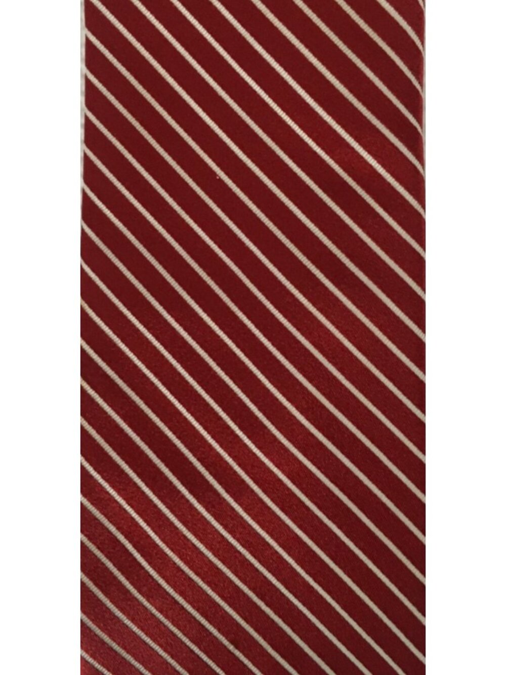 Daniel Cremeux Neck Tie Red w White Thin Diagonal Stripes 3.5 in Wide 58 in Long